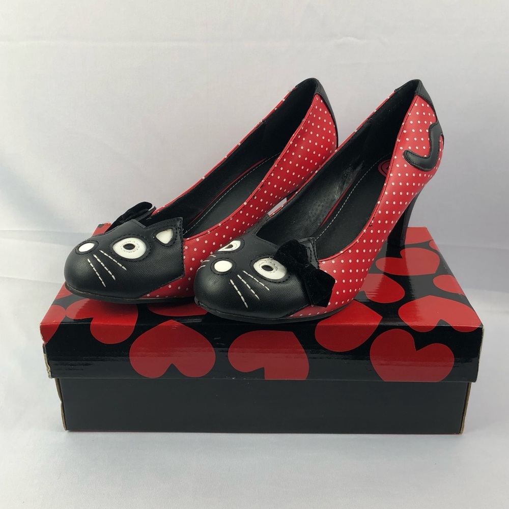 TUK Kitty Cat Polka Dot Pumps Heels Size 9